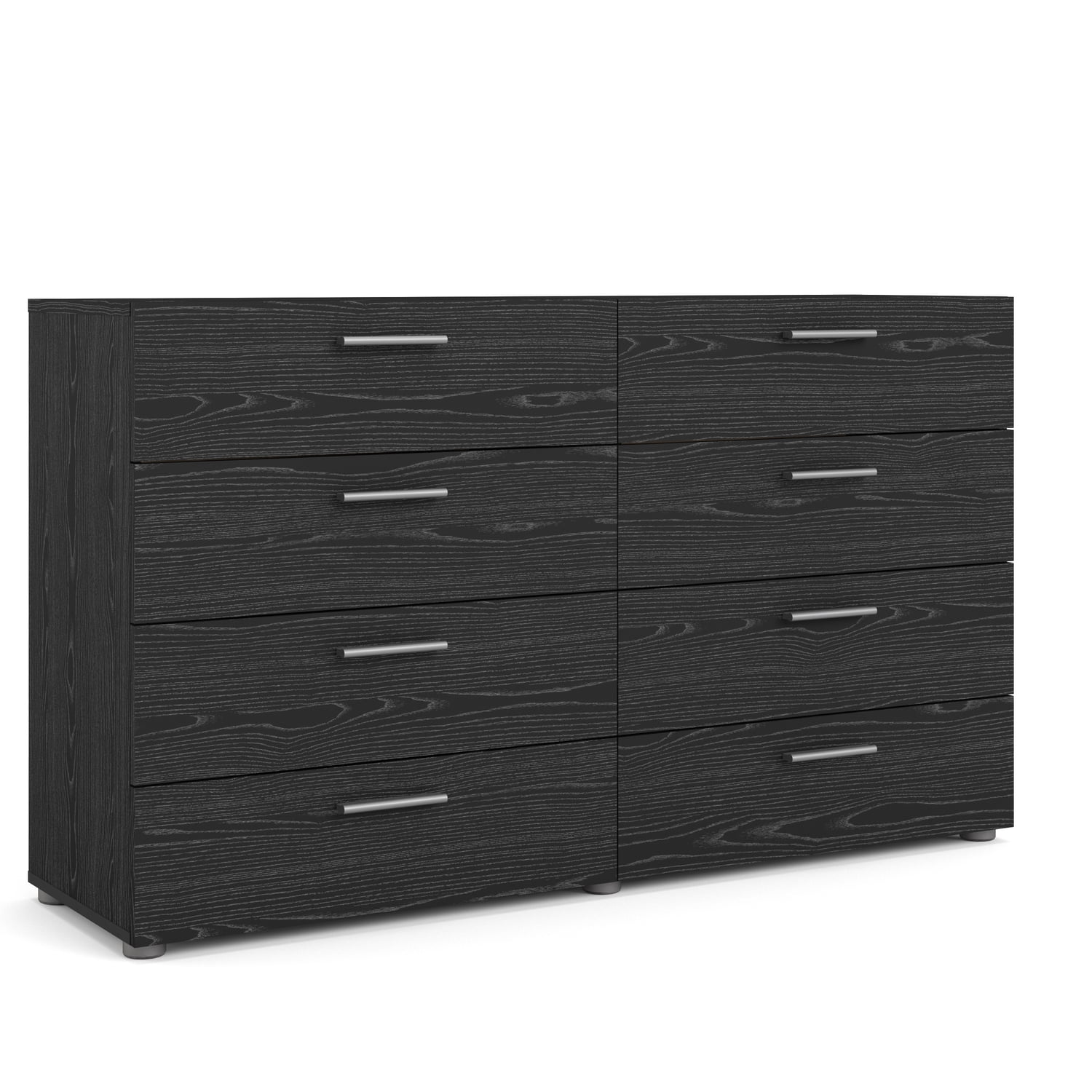 Loft 8 Drawer Double Dresser, Black Woodgrain