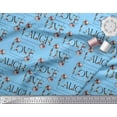 thumbnail image 3 of Soimoi Blue Cotton Poplin Fabric Floral Love Text Print Fabric by Yard 58 Inch Wide, 3 of 5