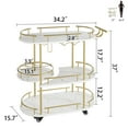 thumbnail image 2 of M optimized Bar Cart, 3 Tier Bar Carts for The Home, Rotated Bar Cart Gold with Wine Rack and Glass Holder, Bar Serving Cart with Wheels for Living Room, Kitchen, Dining Room, 2 of 8