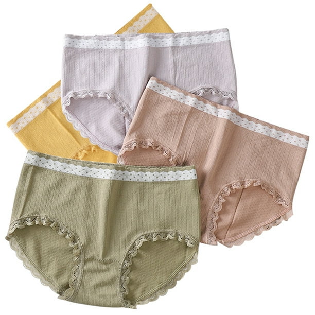 Ladies Underwear Nylon Lace 4 Pairs Soft Cute Mid Waist Underwear Brief  Panty 