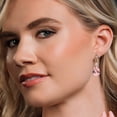 thumbnail image 4 of Gem Stone King 925 Silver and 10K Yellow Gold Peach Nano Morganite and White Moissanite and White Lab Grown Diamond Earrings for Women | 27.80 Cttw | Gemstone October Birthstone | Pear Shape 18X13MM, 4 of 6