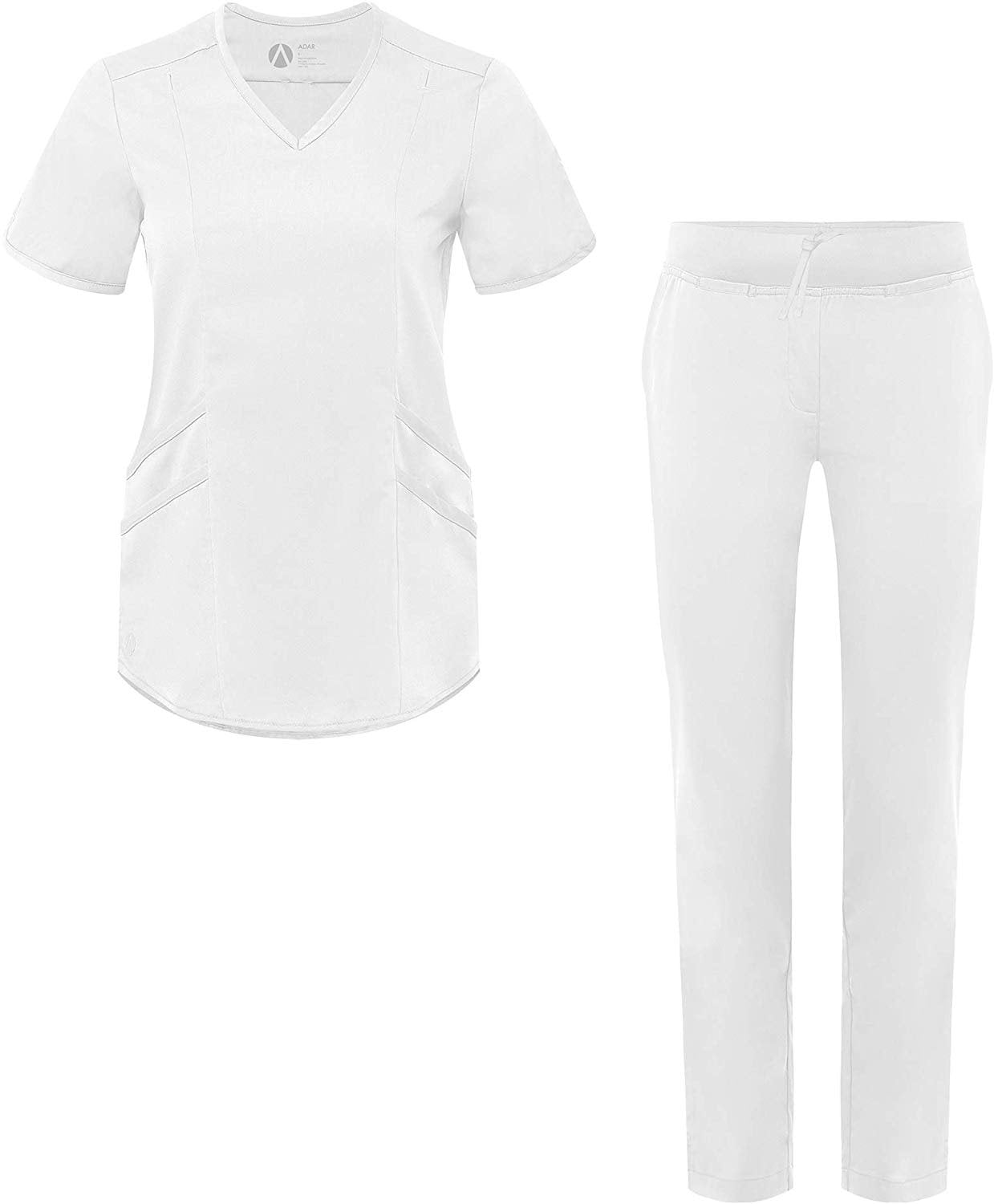 Adar Pro Core Classic Scrub Set for Women Tailored V-Neck Scrub Top /& Tailored Yoga Scrub Pants