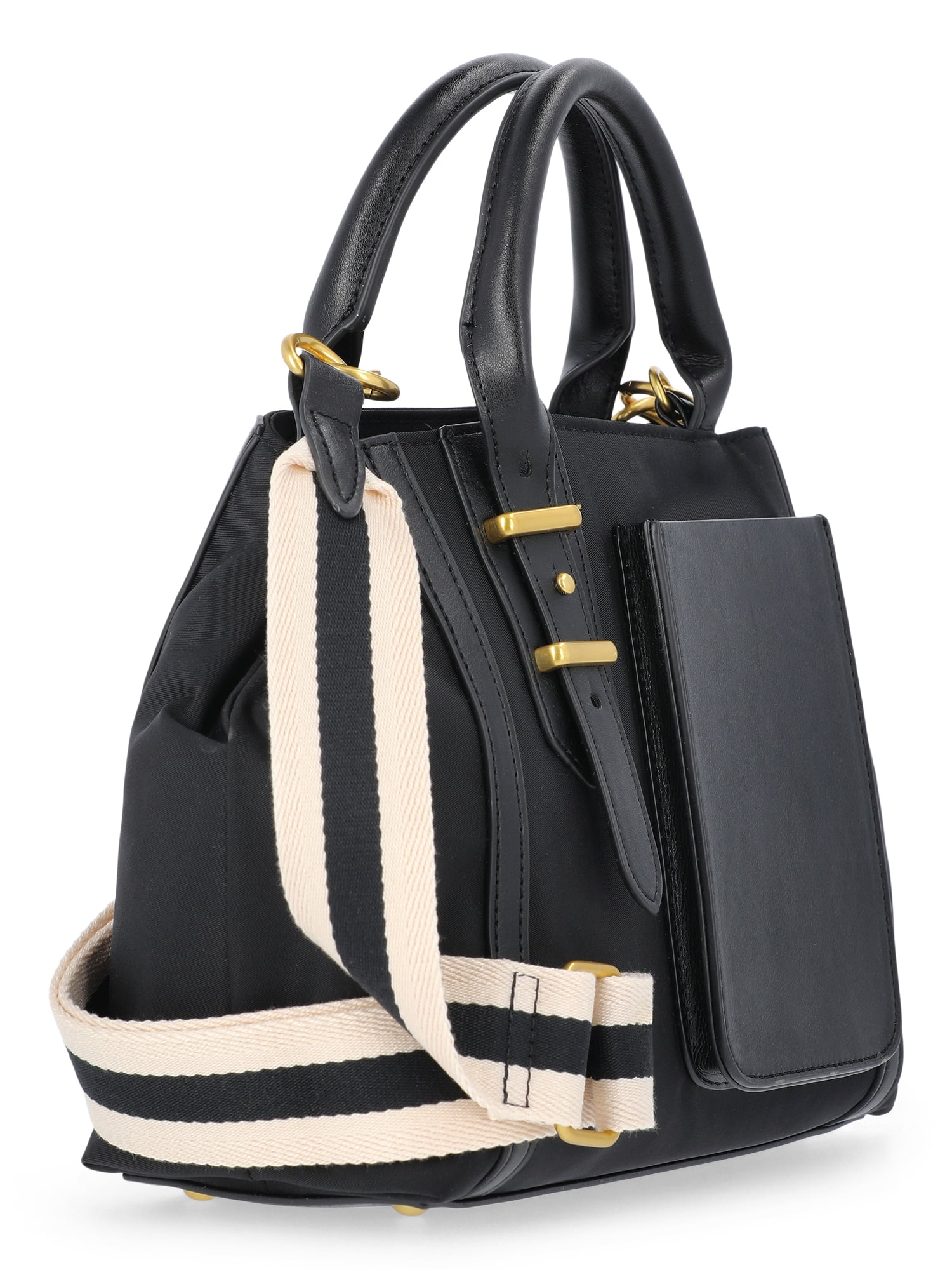 Free Assembly Women's Mixed Media Satchel, Black