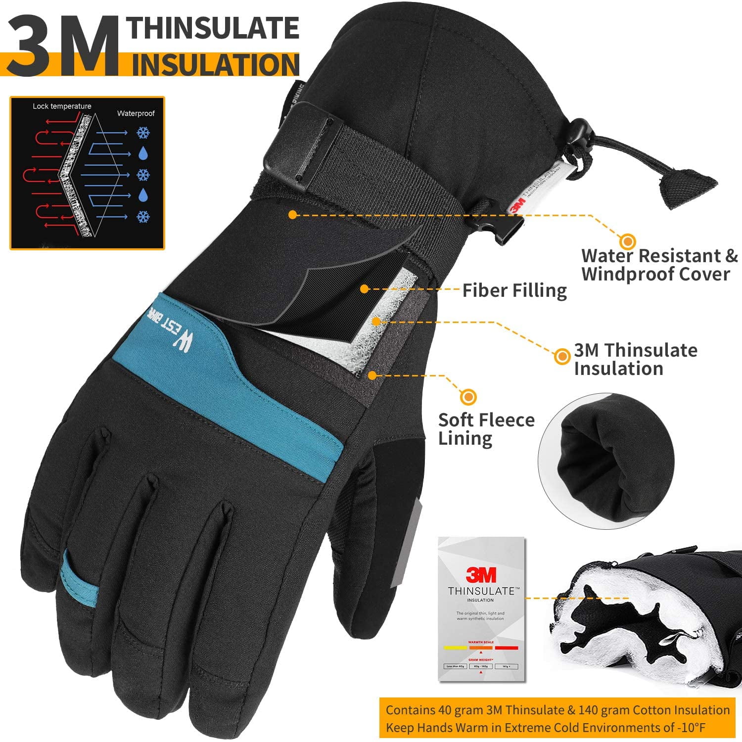 2 in 1 ski gloves