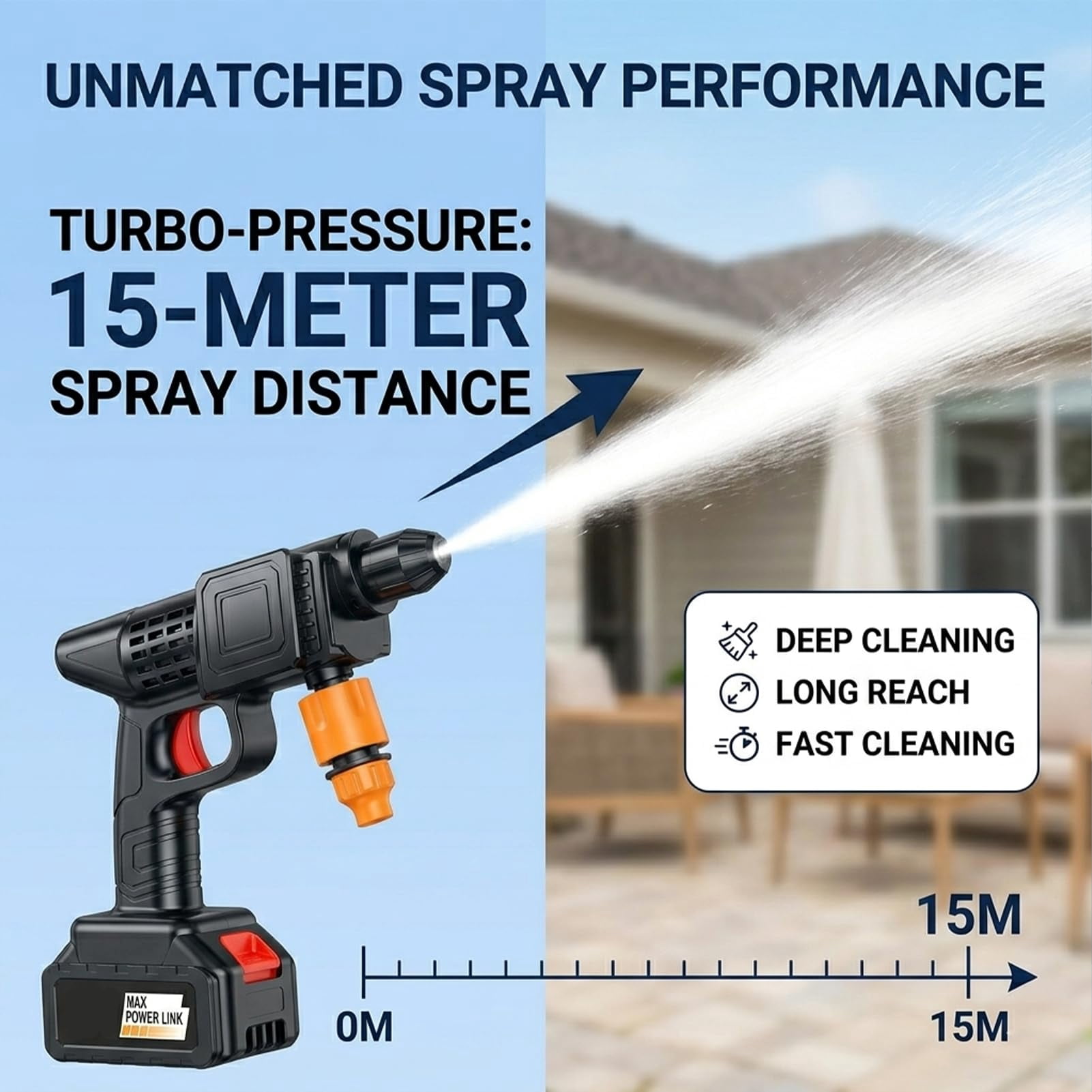 Cordless Jet Washer,Portable Power Washer with 5M Hose, Adjustable Nozzle, Rechargeable Handheld Jet Wash Cleaner for Car/Floor/Garden Cleaning