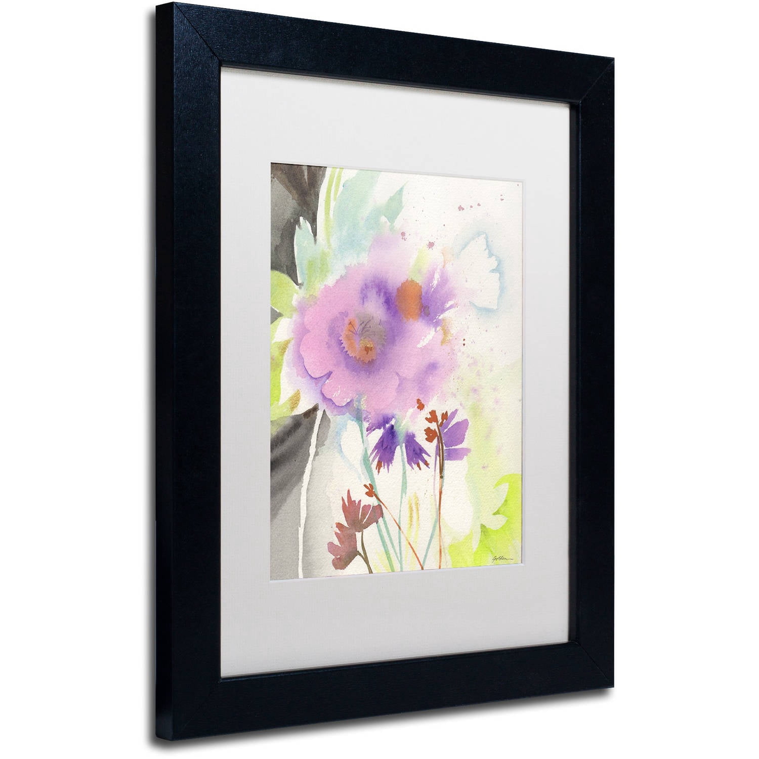 Trademark Fine Art "Mauve Garden Shadows" Canvas Art by Sheila Golden, White Matte, Black Frame