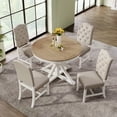 thumbnail image 4 of Harper & Bright Designs Extendable Round Dining Table Set for 4, Upholstered Chairs Functional Retro Table for Dining Room Kitchen, Oak Natural Wood + OFF White, 4 of 13