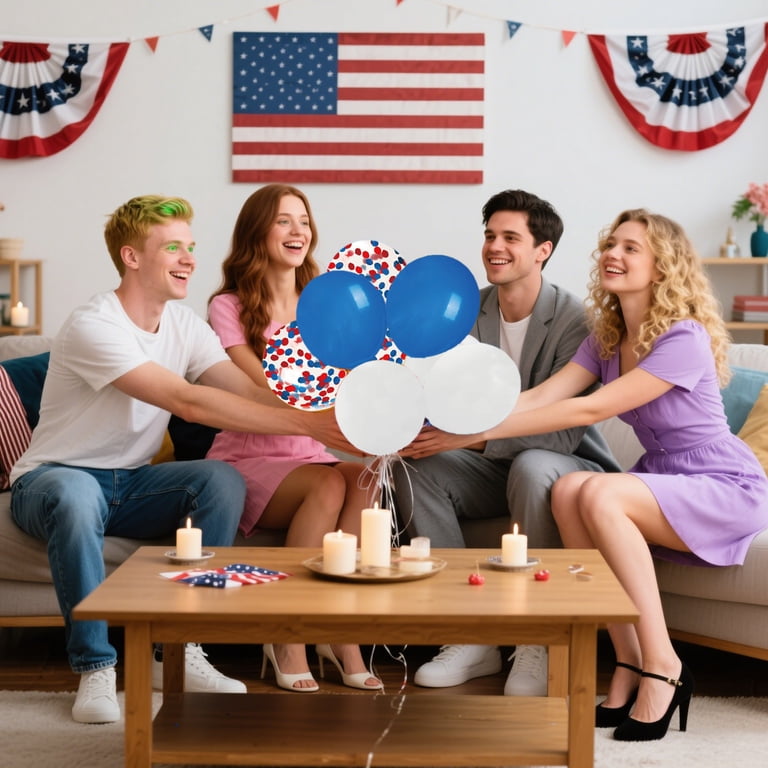 50 Pcs 12 Inch Latex Balloons - Red & Blue Polka Dot Balloons For Parties, Weddings, 4th Of July