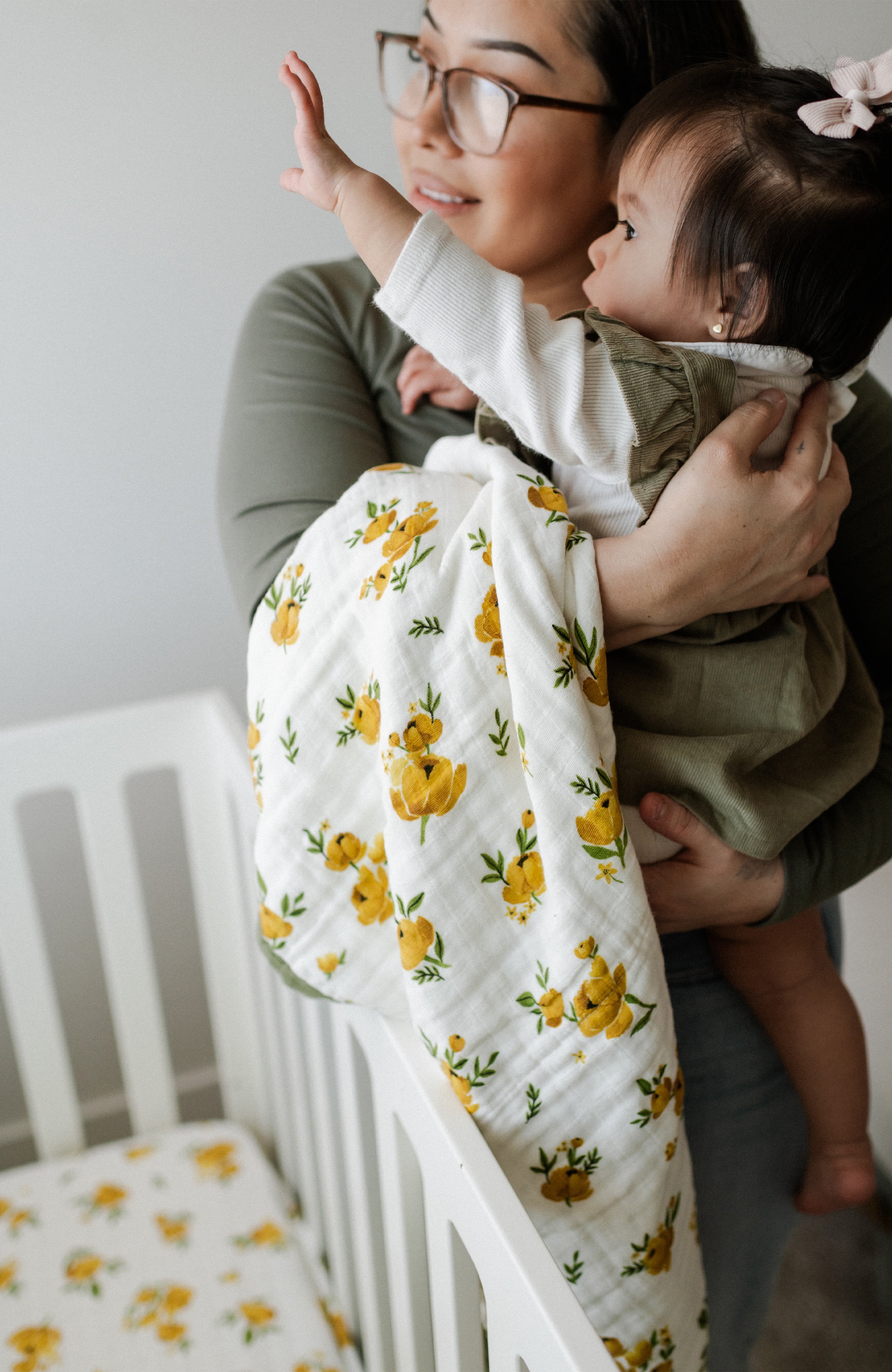 Little Unicorn Organic Cotton Muslin Baby Quilt- Yellow Roses