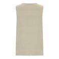 thumbnail image 5 of Womens Cotton Linen Sleeveless Tops,Solid Color Pleated Crewneck Tank, Plus Size Summer Shirts with Side Slit Mock Neck Tank Tops for Women Beige 4XL, 5 of 5