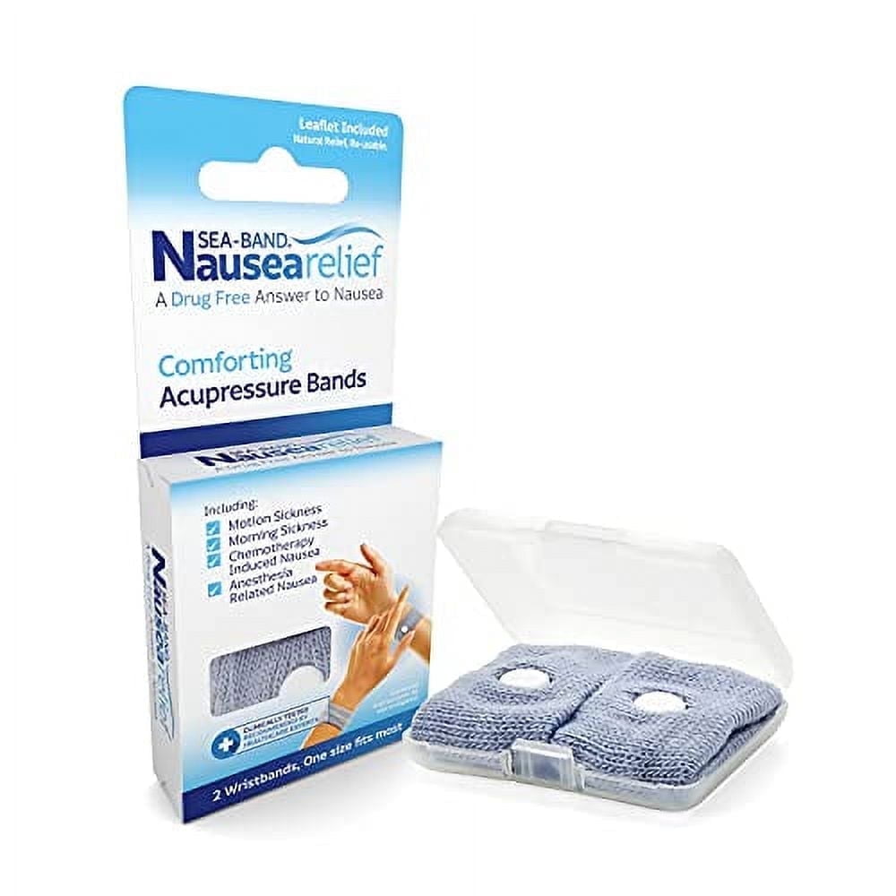 Sea-Band Anti-Nausea Acupressure Wristband for Motion or Morning Sickness, Adult, 1 Pair (Black)