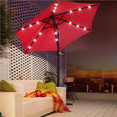 thumbnail image 3 of Topeakmart 7.5ft Patio Umbrella with 18 LED Solar Lights + 20'' Fillable Patio Umbrella Base Stand, Red, 3 of 20