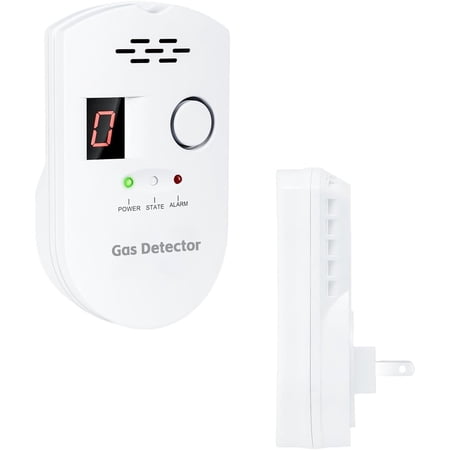 JKCCZLL Natural G-as D-etector, Plug in G-as D-etector for Home, Indoor-Air-Quality-Monitor with Audible Alert, High Accuracy Natural-Gas-Leak-Detector for Kitchen, RV, Apartment and Camper,White