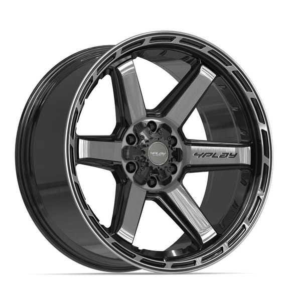 4PLAY Wheels 4P63 22 Inch Rims Fit 6x135 & 6x139.7 22x10 Gloss Black Brushed with Tinted Clear (Set of 4)