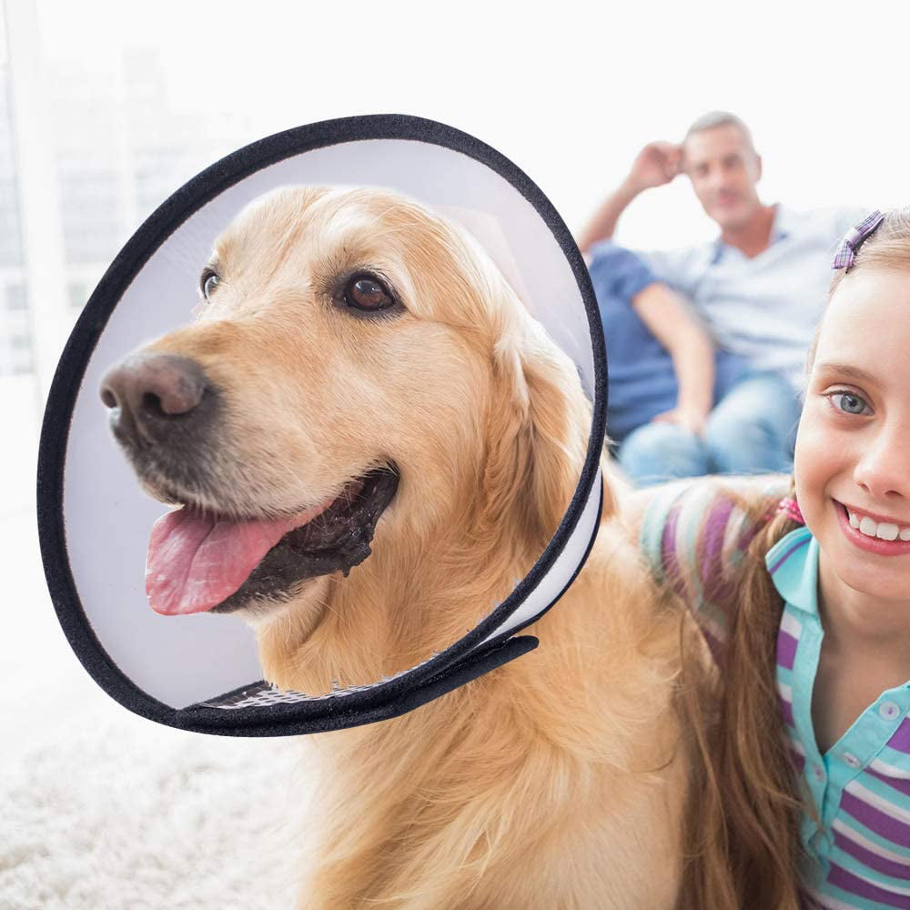 Soft Edge Neck Cone for Small/Medium/Large Dog 5 PCS Adjustable Recovery E-Collars for Pet Dog & Cat Protective Collar Anti-Bite Lick Wound Healing JEMOTEK Dog Cone Collar Transparent 