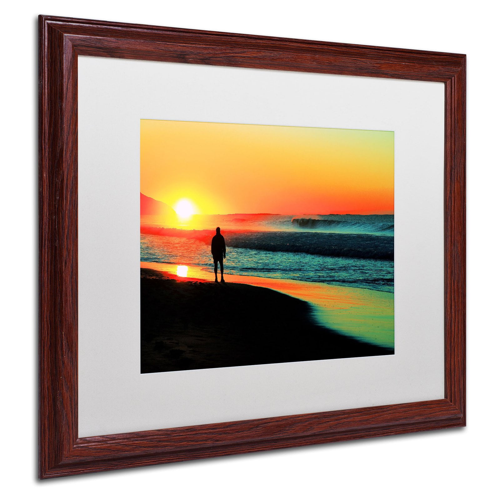 Trademark Fine Art "Sunrise Walking" Canvas Art by Beata Czyzowska Young, White Matte, Black Frame