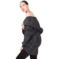 thumbnail image 2 of MeMoi Collection Marled Plush Hooded Lounge Sweater | MeMoi Large/X-Large / Charcoal, 2 of 8