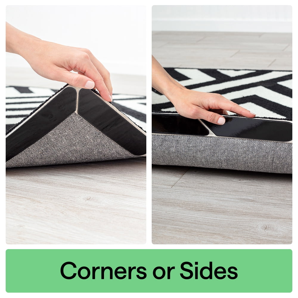 GORILLA GRIP Rug Gripper Pads Keep Rugs Corners from Curling, Removable Sticky Pads Hold Carpet in Place, 8 Pack