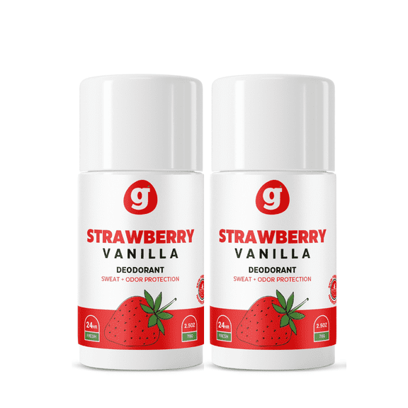 STRAWBERRY VANILLA Natural Deodorant | Aluminum-Free Kids Deodorant for Girls | Non-Toxic | 24HR Odor Protection (Set of 2) Hypoallergenic