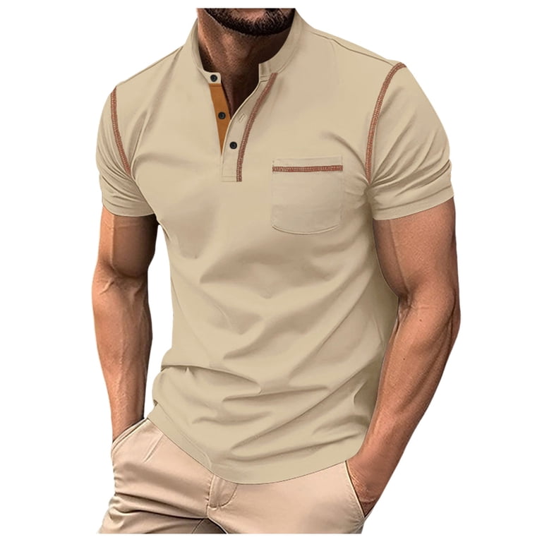 Mens Polo Shirts Short Sleeve Solid Color V-Neck Tennis Shirt