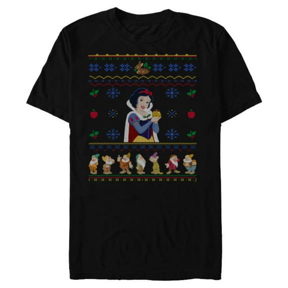 Disney Princess Snow White Christmas Sweater - Short Sleeve Blended T-Shirt for Adults - Customized-Black