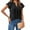 Black, variant on ALLLIST Short Sleeve Women's Tops Summer V Neck Blouse Plain Fashion Green Flounce Ladies Tops