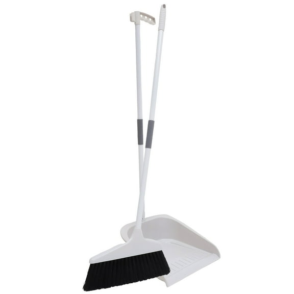 WORGEOUS Handheld Dustpan and Broom White Metal 1 Set 35.4*10.6*1.2in