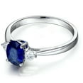 thumbnail image 3 of Trilogy Half Carat oval cut Sapphire and Round Diamond Engagement Ring in White Gold, 3 of 4