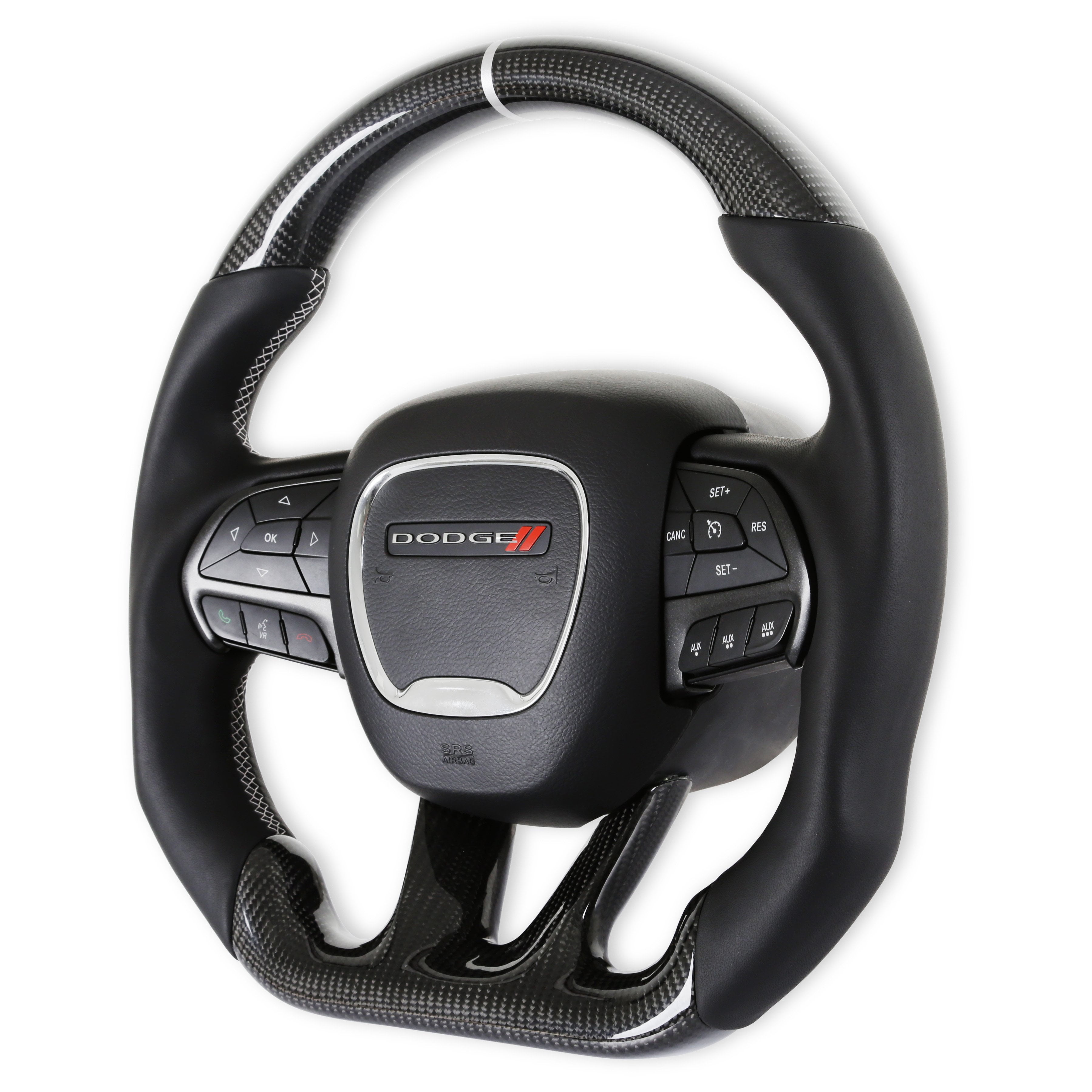 Drake Muscle Cars CH950-19 Steering Wheel Carbon Fiber with Leather Grips