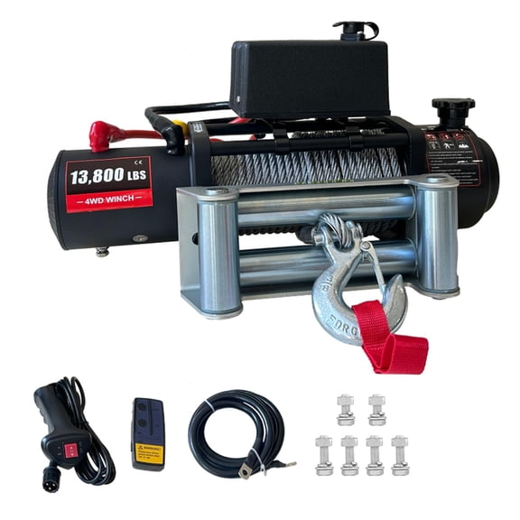 13800LBS 12V Electric Vehicle Winch, IP67 Waterproof, Wireless Remote Control, Steel Cable, Heavy Duty Towing Winch for SUV ATV Off Road Trailer
