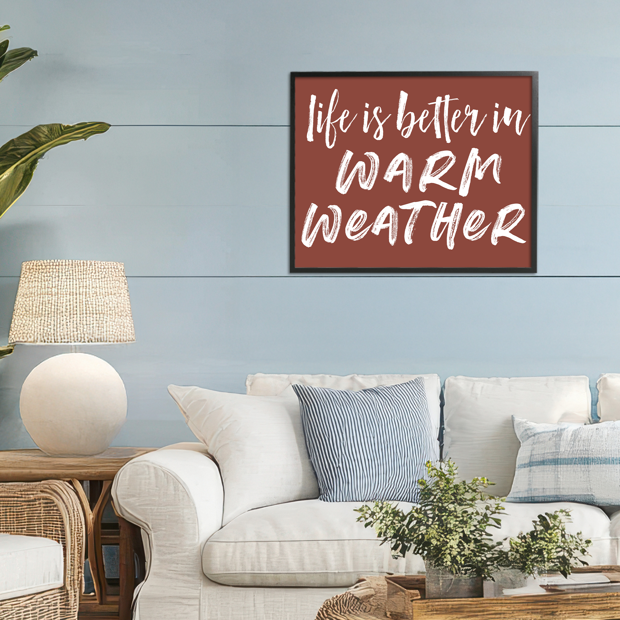 Life Is Better In Warm Weather Black Framed Giclee Art, design by Lettered and Lined