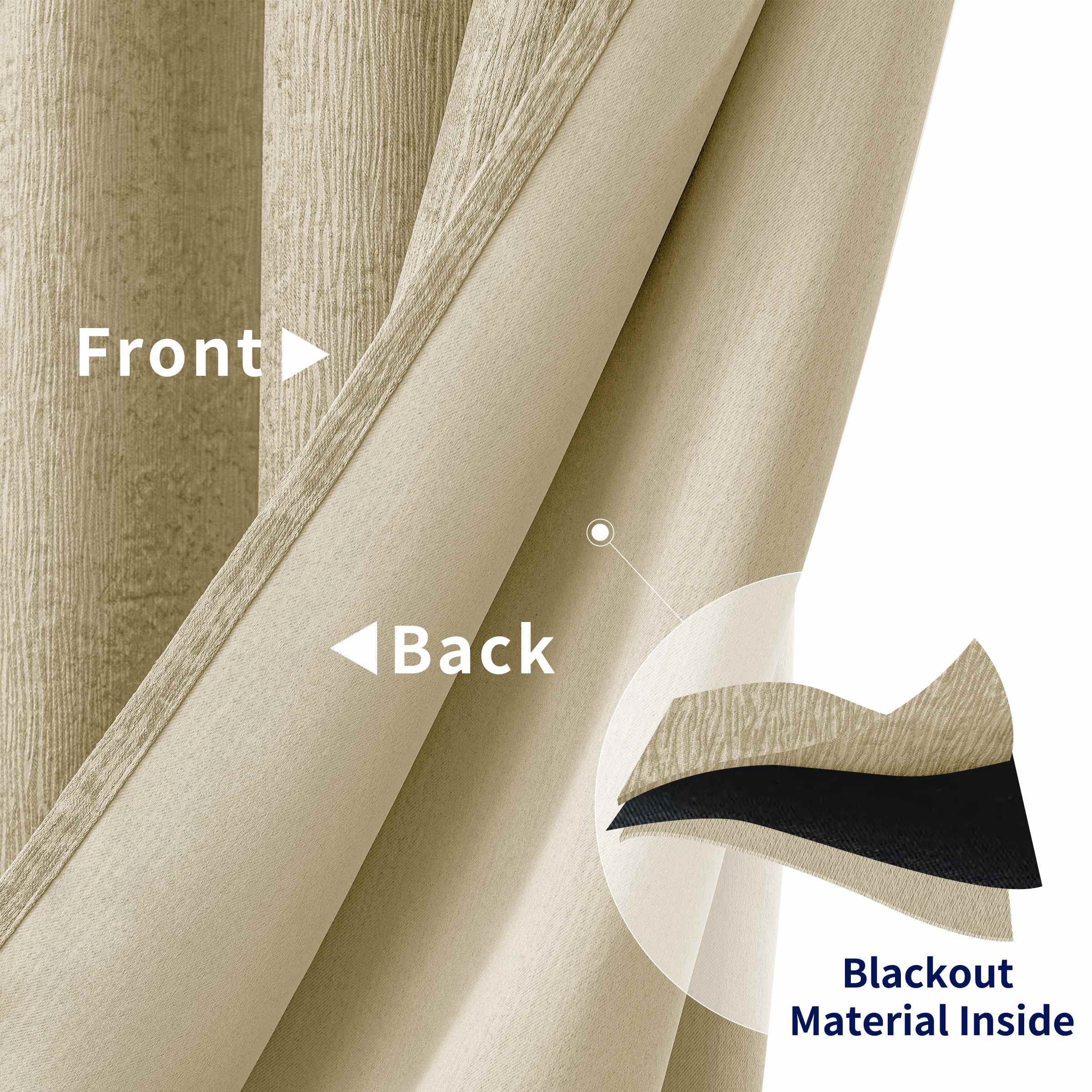 Subrtex Blackout Curtains 2 Panels Room Darkening Grommet Curtain Drapes, Beige, 53"x84"