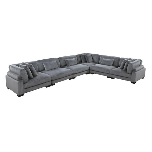 Lexicon Traverse Corduroy 6-Piece Modular Sectional in Gray