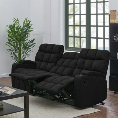 Black Microfiber Reclining Sofa with Wall Hugger Burundi Ubuy