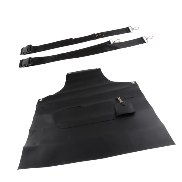 Delantal de Trabajo Delantal de PU, Delantal de Cocina, Delantal de Aseo de Carnicero Delantal Impermeable Delantal de Cocina para Chef Camarera Cocin Negro
