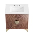 thumbnail image 3 of Modway Daylight 30" Solid Mango Wood Bathroom Vanity in White/Walnut, 3 of 7