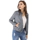 thumbnail image 3 of Chaqueta Corta de Motociclista con Cuello Alto Piel Sintética Asimétrica con Cremallera Frontal Gris S Allegra K, 3 of 6