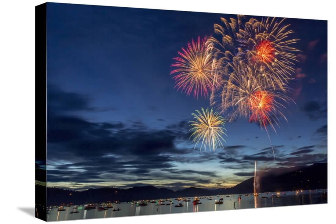 4th of July Fireworks over Whitefish Lake in Whitefish, Montana, Scenic