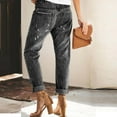 thumbnail image 4 of Pants Clearance Ladies Ripped Pocket Pants Denim Drawstring Elastic Waist Washed Drawstring Casual Trousers Black L, 4 of 6