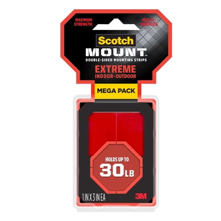 Scotch Mount Extreme Double Sided Mounting Strips, Black, 1 x 3 in, 48 Strips