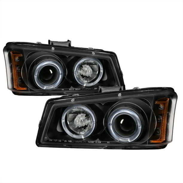 For 03-06 Chevy Avalanche w/o Body Cladding Sonar Halo Projector Headlights (Black) YD-PRO-CS03-AM-BK