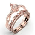 thumbnail image 3 of Gorgeous Art Deco 2.25 Carat Pear Cut Morganite And Diamond Moissanite Engagement Ring,Two Matching Band, Twisted Band Wedding Ring in 925 Sterling Silver With 18k Rose Gold Plating Gift For Her, 3 of 4
