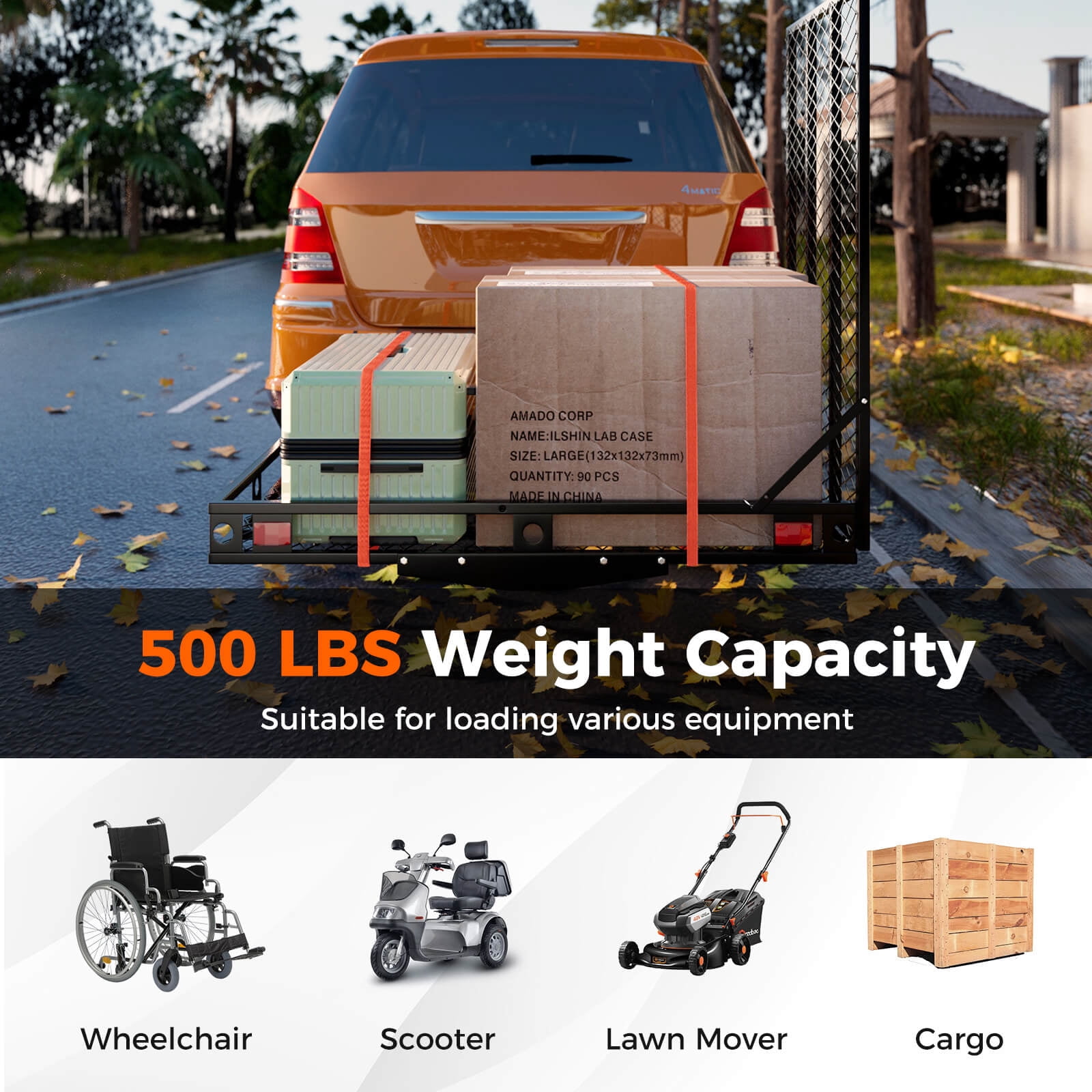 Costway 500lbs Strong Wheelchair Hitch Carrier Mobility Electric Scooter Loading Ramp