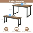 thumbnail image 5 of UHOMEPRO Kitchen Table Set with 2 Benches, 3 Piece Dining Room Sets, Modern Faux Wood Look Table Set with MDF Material and Metal Frame, Dining Table Set for Home, Brown, 5 of 8