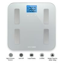 Greater Goods AppSync Scale for Body Weight, Scale with BMI, Body Fat, Muscle Mass, High-Precision, Backlit Display, 400 lb Capacity, Silver