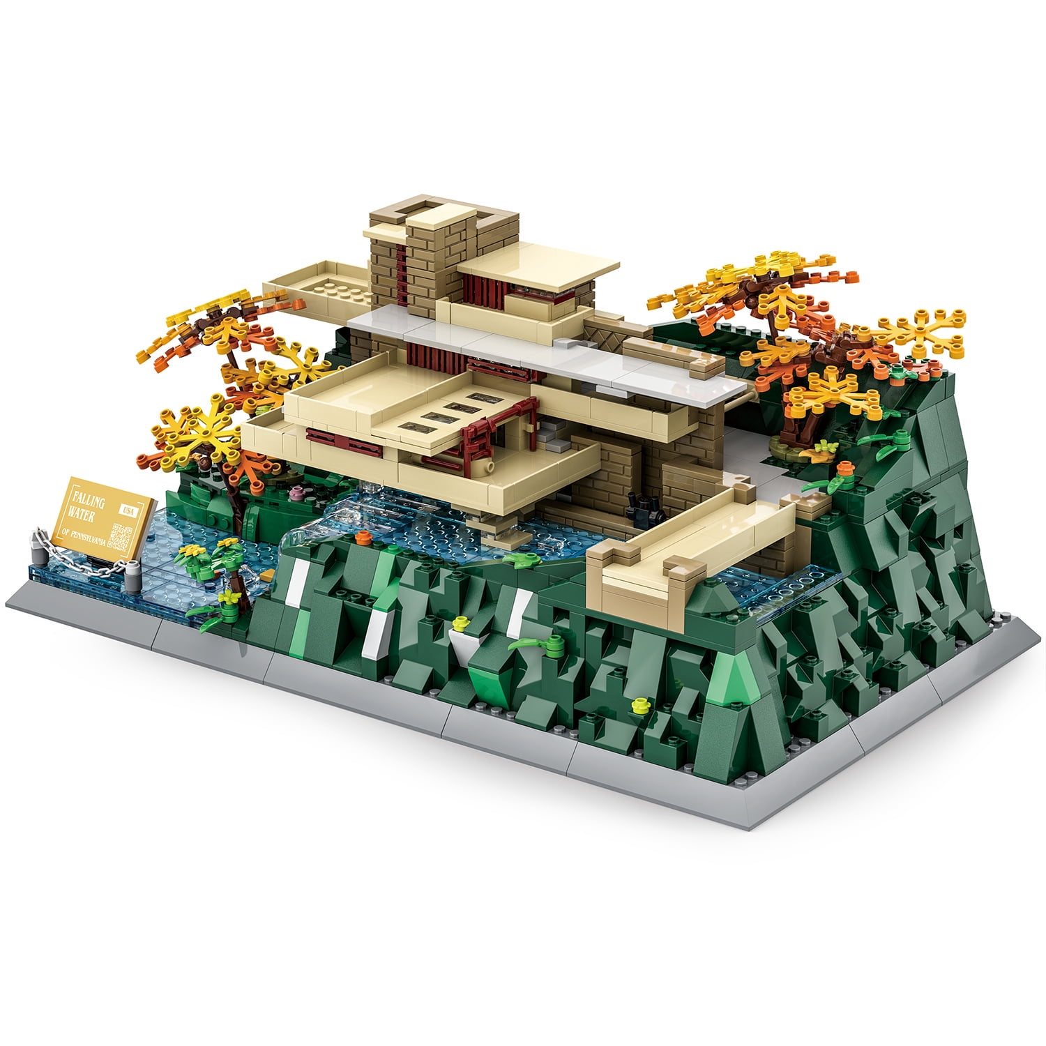 Vyytoz Fallingwater Pennsylvania Building Set, 1221Pcs Architecture Model, Creative Display Toy, World Landmark Collection