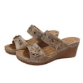 thumbnail image 3 of Zefriona Women's Casual Wedge Sandals Slip On Floral Open Toe Comfortable Summer Beach Slides Rose Gold Size 6.5, 3 of 10