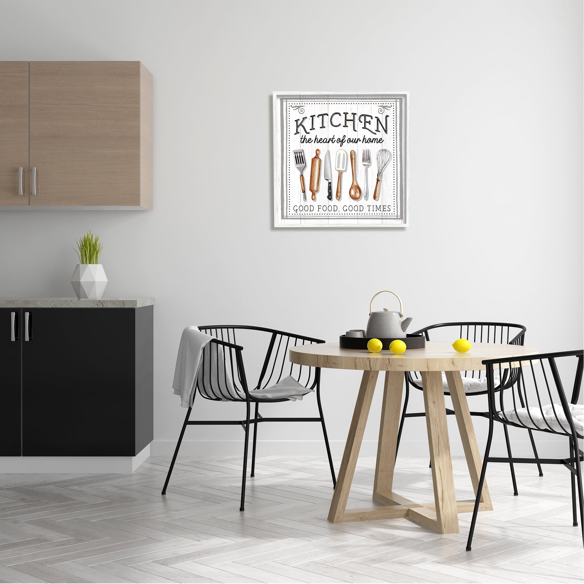 Stupell Industries Kitchen Good Food & Times Food & Beverage Painting White Framed Art Print Wall Art, 24 x 24