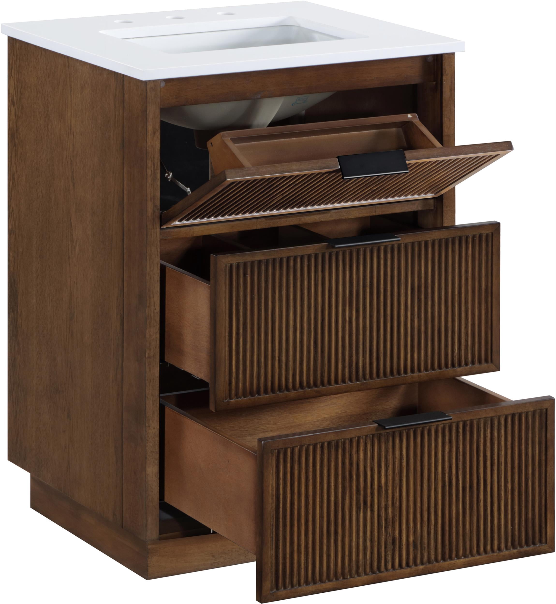 Meridian Furniture Willard 24" Brown Engineered Stone Bathroom Vanity