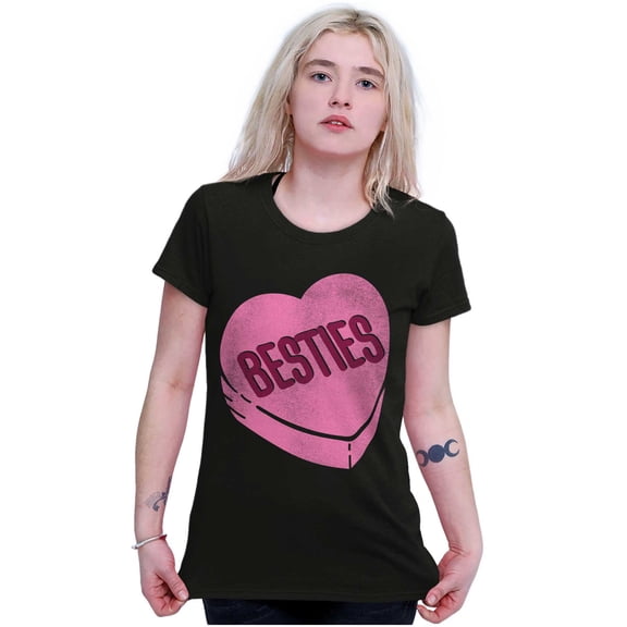 Galantine's Besties Candy Heart Womens Slim Fit Graphic Tee Brisco Brands S